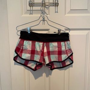 Cranberry and Light Blue Lululemon Shorts